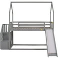 thumbnail image 6 of Euroco Twin over Twin Bunk Bed with Slide for Kids Bedroom, Wood House Bed with Storage Staircase for Child, Gray, 6 of 14