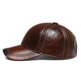 thumbnail image 4 of Leather Hat - Leather Baseball Cap Baseball Cap Men's Baseball Cap Hats With Visor For Use In Autumn And Winter, 4 of 8