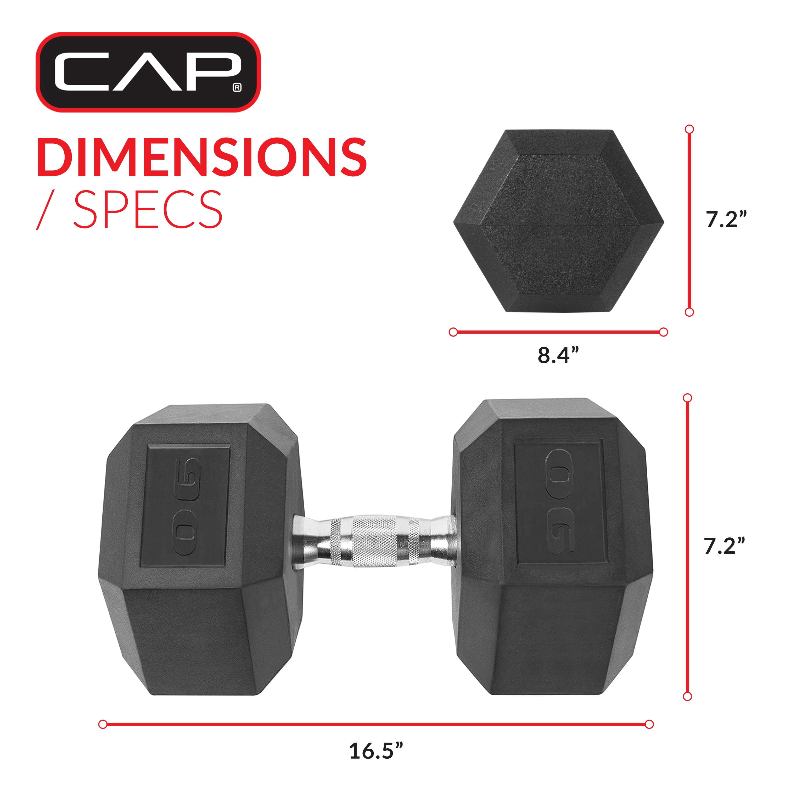 CAP Barbell, 90lb Coated Hex Dumbbell, Single