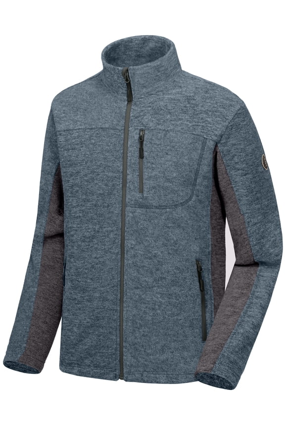 Men's Lightweight Recycled Polar Fleece Jacket Winter Warm Hiking Golf Running Travel Jacket Stormy Weather Heather XL