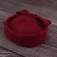 thumbnail image 6 of Vintage Wool Pillbox Hat with Bow Fascinator Wedding Headpiece - Burgundy,, 6 of 9