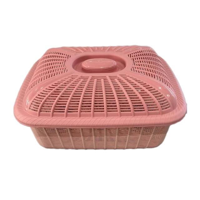 Cesta de frutas con tapa Cesta para servir alimentos Colador Cesta de pan de mostrador con Rosa Grande