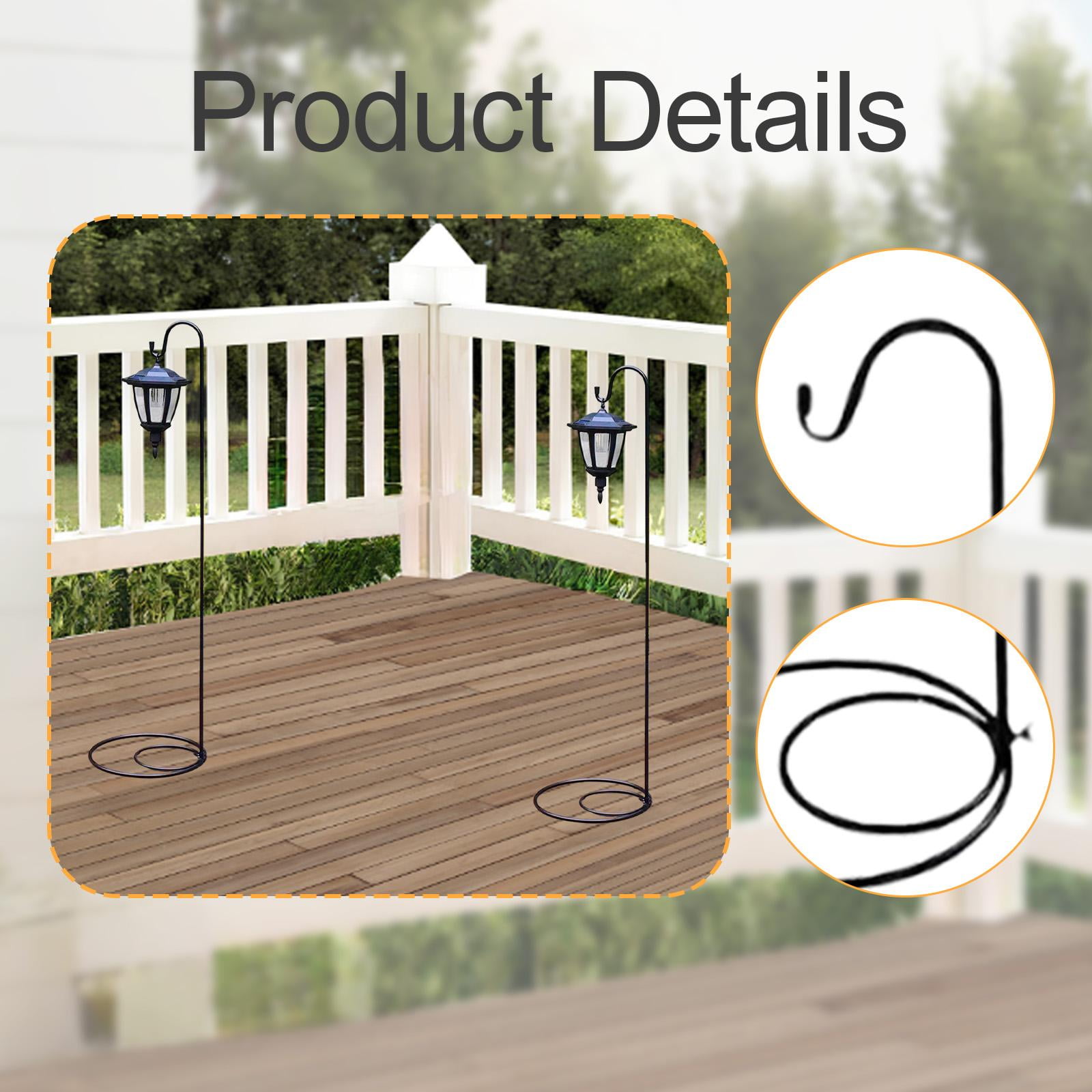 2 Pack Shepherds Hook Stand Display Hanger Iron Base for Solar Lights Bird Feeders Indoor Outdoor Backyard