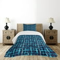 thumbnail image 4 of Ambesonne Watercolor Quilted Bedspread Set 2 Pcs, Pool Inspired Design, Twin Size, Navy Blue Sky Blue, 4 of 5