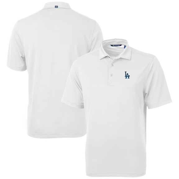 Men's Cutter & Buck  White Los Angeles Dodgers Virtue Eco Pique Recycled Polo