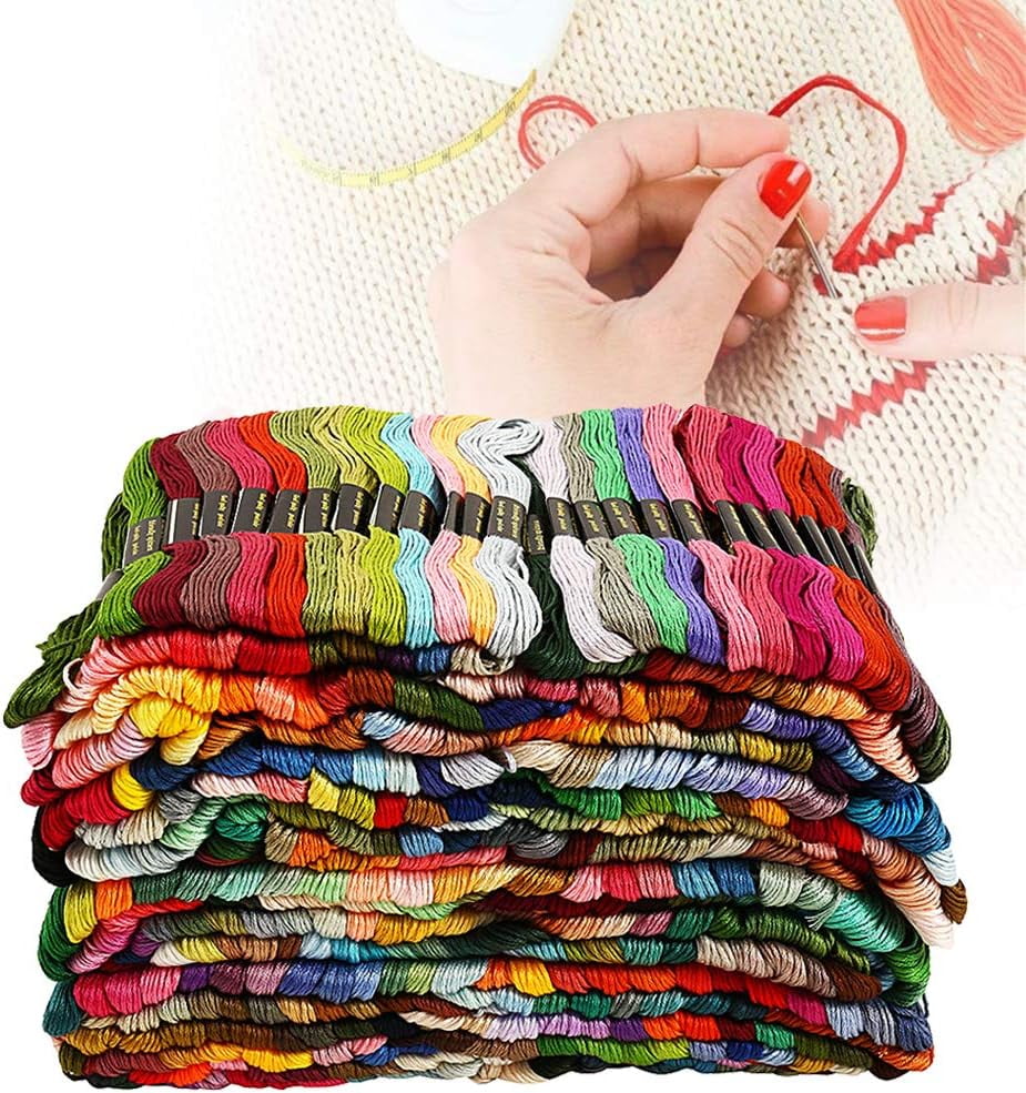 SONGAUN 450PCS Embroidery Threads Cross Stitch Thread, 447 Colors Skeins Sewing Floss, Cotton Bobbins Skeins Embroidery Thread, Cross Stitch Kits for Adults Knitting DIY Crafts Project