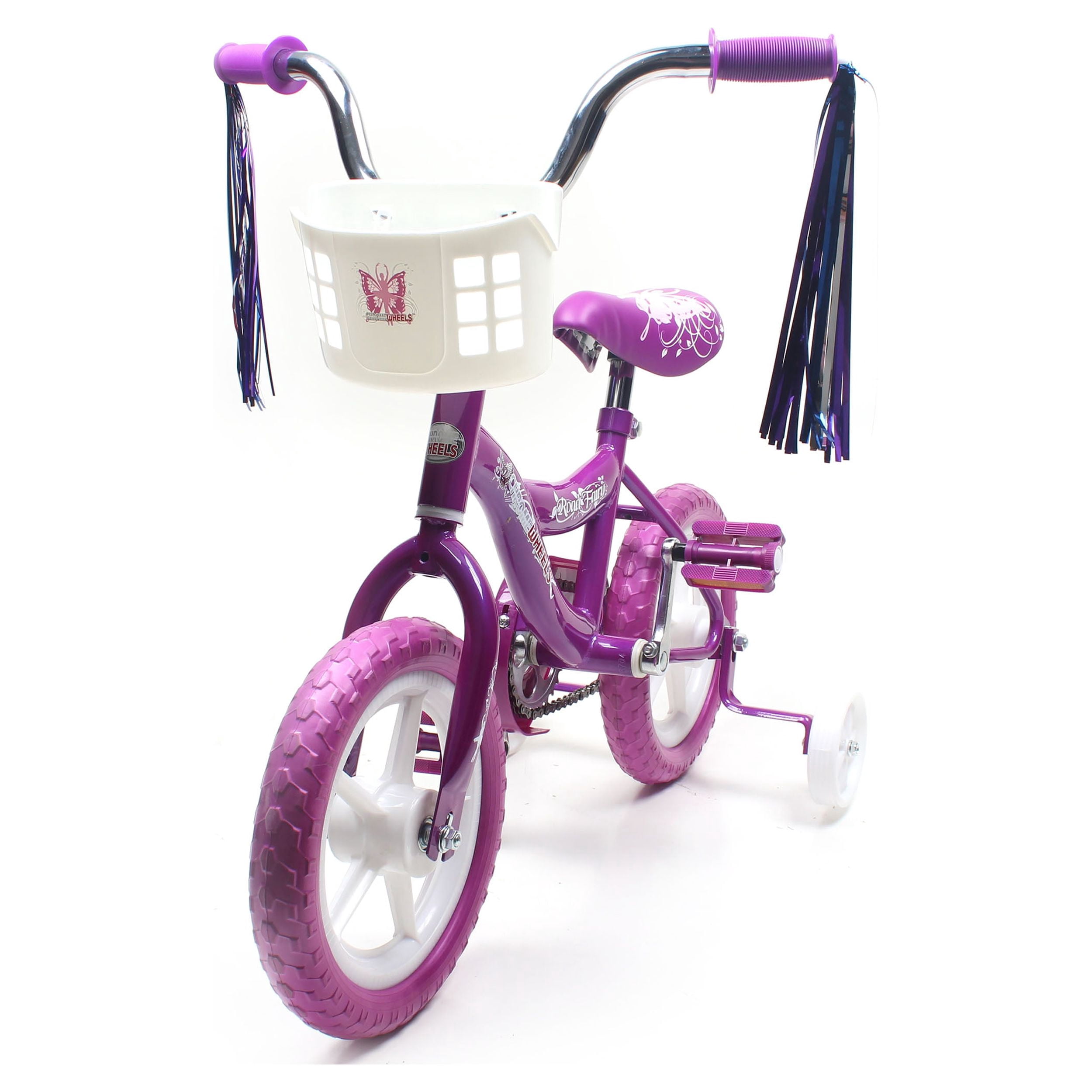 WonderPlay BMX 12 In. Kid's Bike for 2-4 Years Old, Bicycle for Girls with Front Basket, EVA Tires with Training Wheels and Coaster Brake, Purple