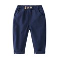 thumbnail image 2 of Resicozy Toddler Baby Boys Cargo Pants Joggers Sweatpants Stretch Pants with Pocket Front Buttons School Uniform Hiking Trousers 2-8 Years Navy 110, 2 of 7