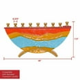 thumbnail image 2 of Ner Mitzvah, 10" x 4.5" Hand Crafted Painted Glass Candle Hannukah Menorah - Desert Miracles, 2 of 3
