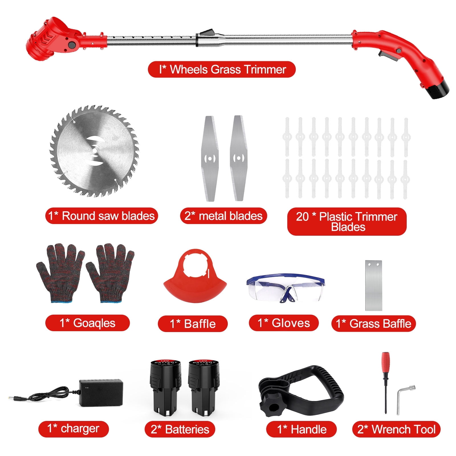 Cordless Weed Eaters, Electric Grass Trimmer & Edger, Tanbaby 6 inch 3-in-1 Weed Wacker Kit, 12V 2*1300mAh Battery Powered Weed Wacker for Trimming and Edging