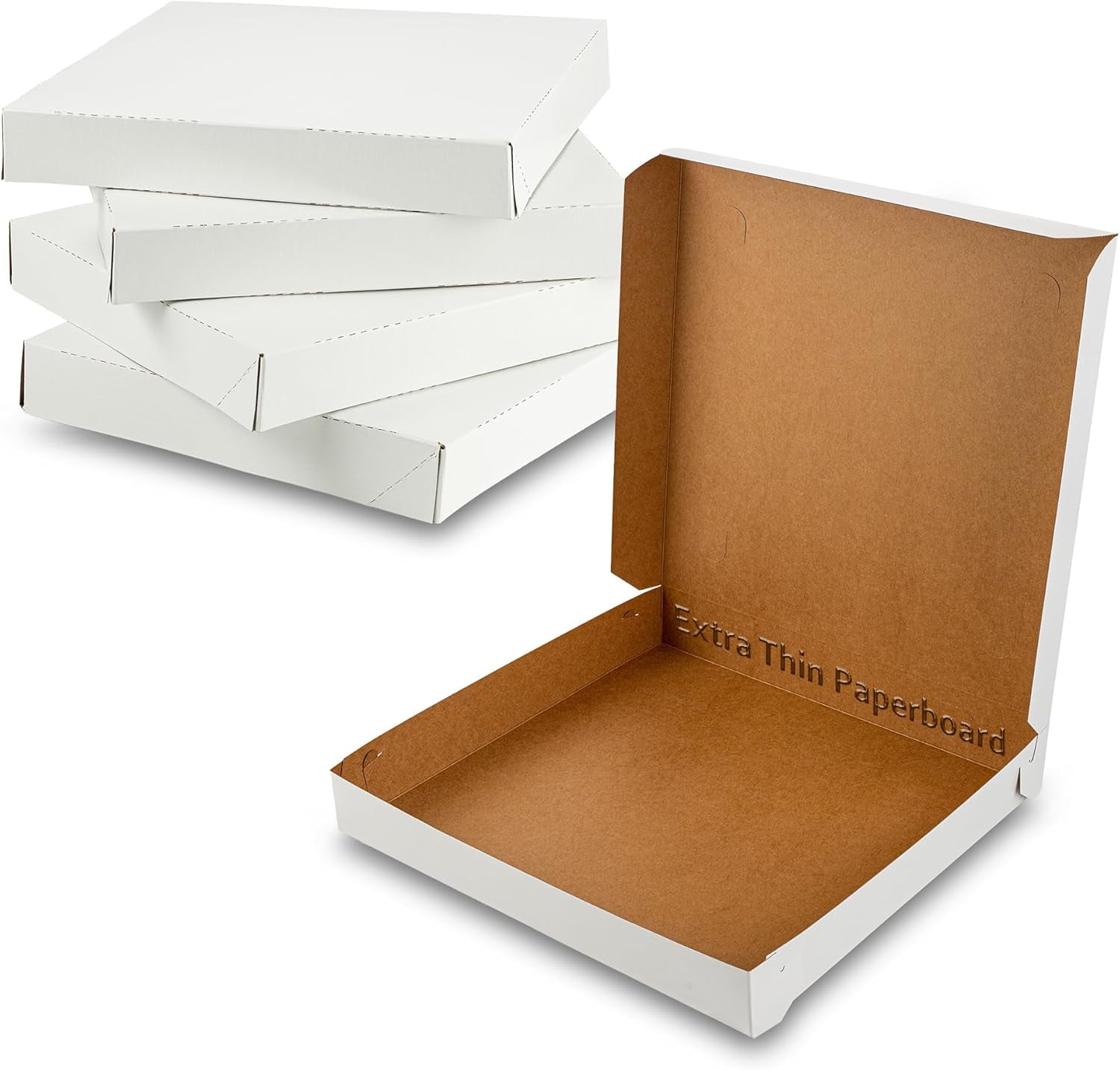 MT Products Plain Cardboard White Clay Coated Extra Thin Pizza Box