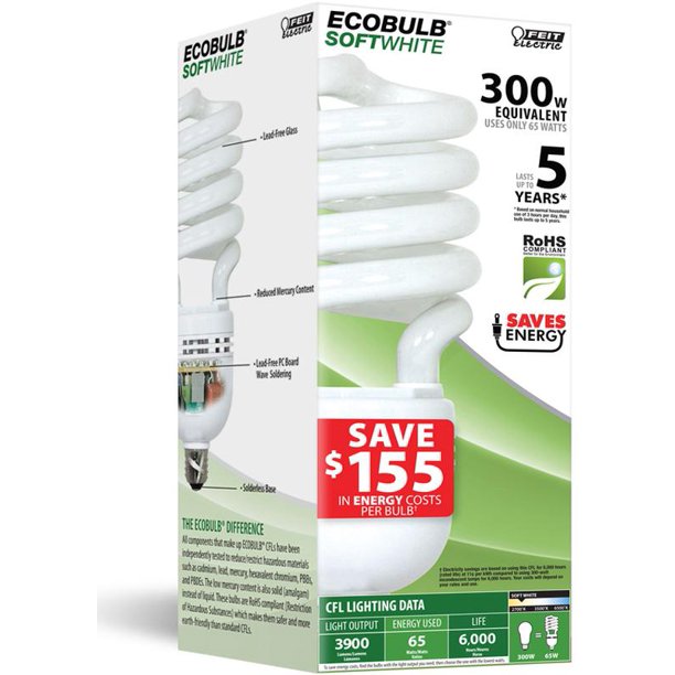 65W Compact Fluorescent High Wattage Bulb