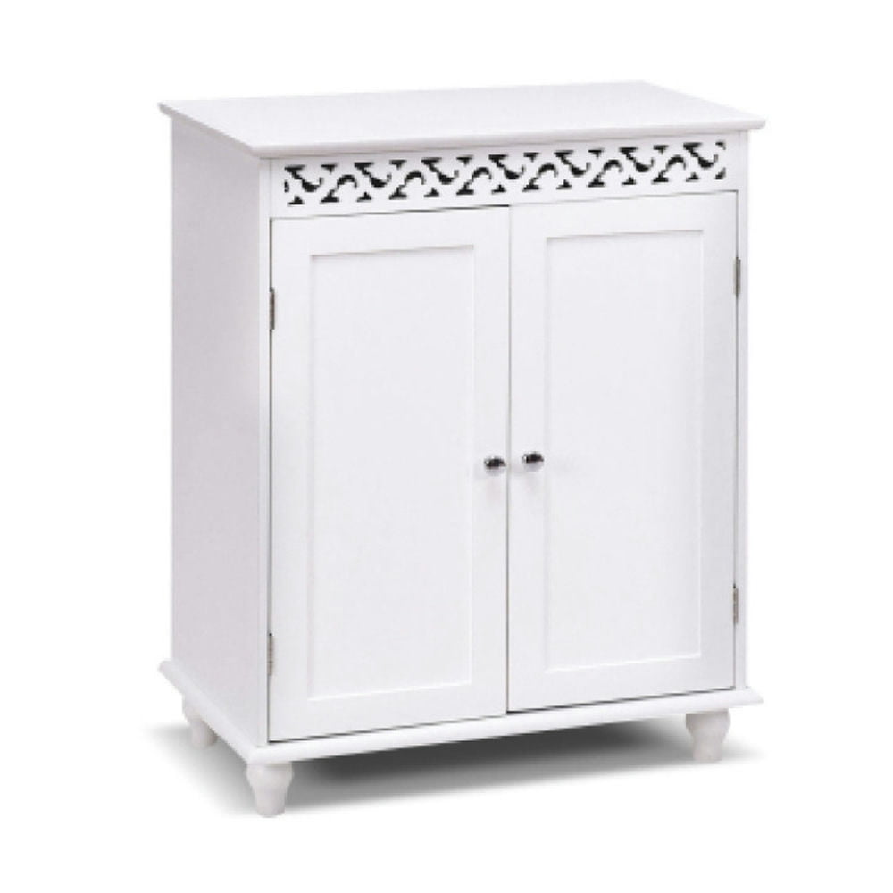 Finihen Storage Cabinet, Floor Cabinet, Wooden 2-Door Storage Cabinet Cupboard, for Bathroom, Living Room, Bedroom, Kitchen, White