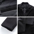 thumbnail image 4 of Men Woolen Coat Men's Woolen Coat Notch Lapel Long Sleeve Single Breasted Jacket Solid Color Windproof Business Casual Overcoat Men Coat, 4 of 5