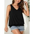 thumbnail image 5 of Women Summer V Neck Tank Top Loose Fit Flowy Sleeveless Shirt, 5 of 6