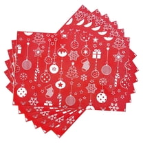 Christmas Placemats, Vinyl Woven Place Mats for Kitchen Table Indoor/Outdoor, Washable Wipeable Dining Placemats Set of 6, 12x18 Inch