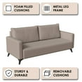 thumbnail image 5 of LeisureMod 3 Seater Sofa Upholstered Leather Couch with Stainless Steel Legs Removable Back Cushion and Foam Filled Seat Inno Series in Taupe, 5 of 12