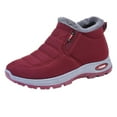 thumbnail image 3 of Snow Boots for Women Winter Warm Sheepskin-lined Waterproof Non Slip Orthopedic Shoes Ankle Sneakers with Arch Support Outdoor Slip on Barefoot Shoes Lightweight Thermal Soft Walking Booties Red, 3 of 5