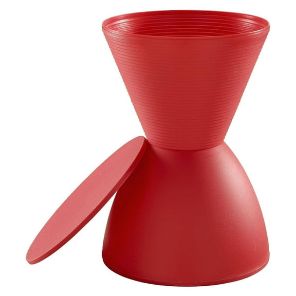 Drevy Haste Contemporary Modern Hourglass Accent Stool in Red