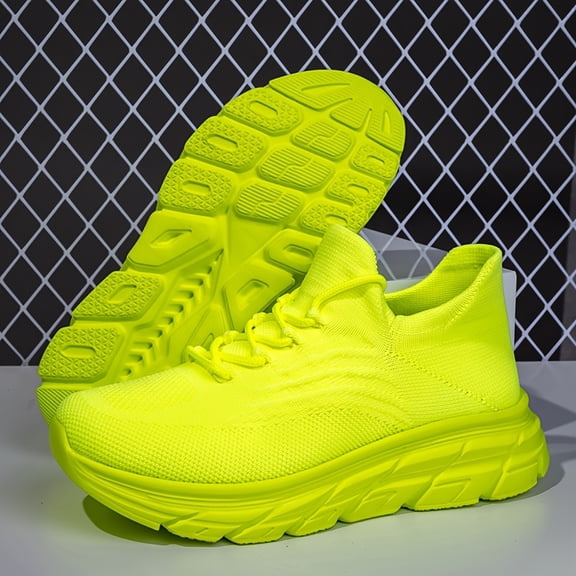 -NewMen'S Casual Athletic Sneakers - Yellow - Stylish & Versatile for Casual Attire, Hiking Breathable, Lightweight, Non-Slip Running Shoes with EVA Sole, Lace-Up Design , and Outdoor Activities