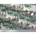 thumbnail image 2 of Soimoi Tissu Crêpe polyester Vert Imprimé Nature Voiture & Pin 1 Yard 52 Pouces de Large, 2 of 5