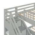 thumbnail image 5 of Twin Over Full L-shaped Bunk Bed In Gray. 3 Drawer Storage Solution. Solid Wood. Safe With Guardrail. 118.3x96.8x61.2 Dimensions. Assembly Required Gray Drawers & Staircase. Strong Wood Structure., 5 of 6