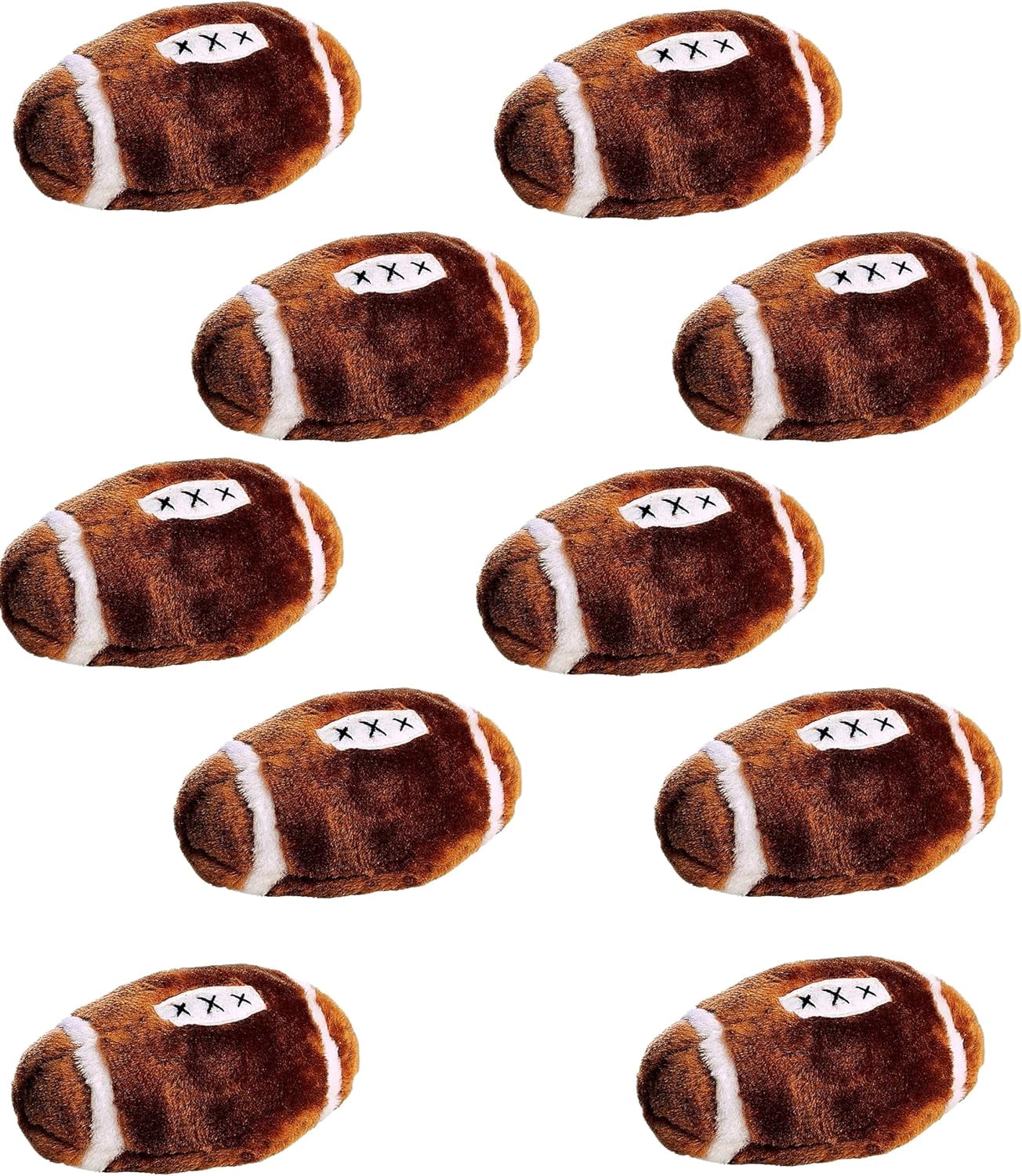 Dog Toys 6" Brown Plush Football Soft Stuffed Sport Ball Fetch Play with Squeaker Choose Quantity (2 Balls)