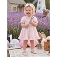thumbnail image 3 of Cenuakty Baby Girl Summer Romper Dress Cute Floral Embroidery Smocked Short Bubble Sleeve Jumpsuit, 3 of 8