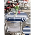 thumbnail image 4 of Outdoor Tablecloth with Umbrella Hole & Zipper, Navy Blue Striped Round Tablecloth 60 Inch, Modern Farmhouse Striped Minimalist Patio Table Cover Waterproof Table Cloth for Picnic/Party, 4 of 7