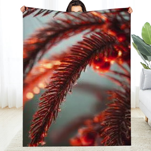 Creowell Pine Tree Red Light Lightweight Flannel Blanket, Multi-Purpose 30*40in