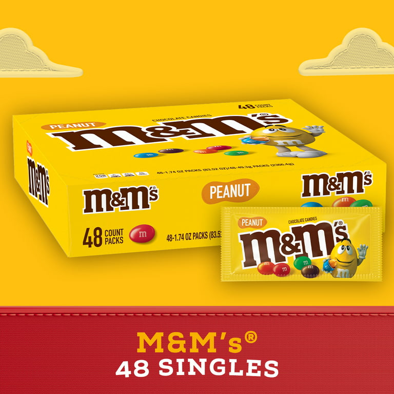 M&M'S Peanut Milk Chocolate Full Size Bulk Candy - 1.74oz/48ct