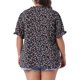 thumbnail image 4 of Blusas de verano casuales de mujer Agnes Orinda en talla grande, con estampado floral, cuello en V con volantes y mangas cortas abullonadas, 2X negro, 4 of 8