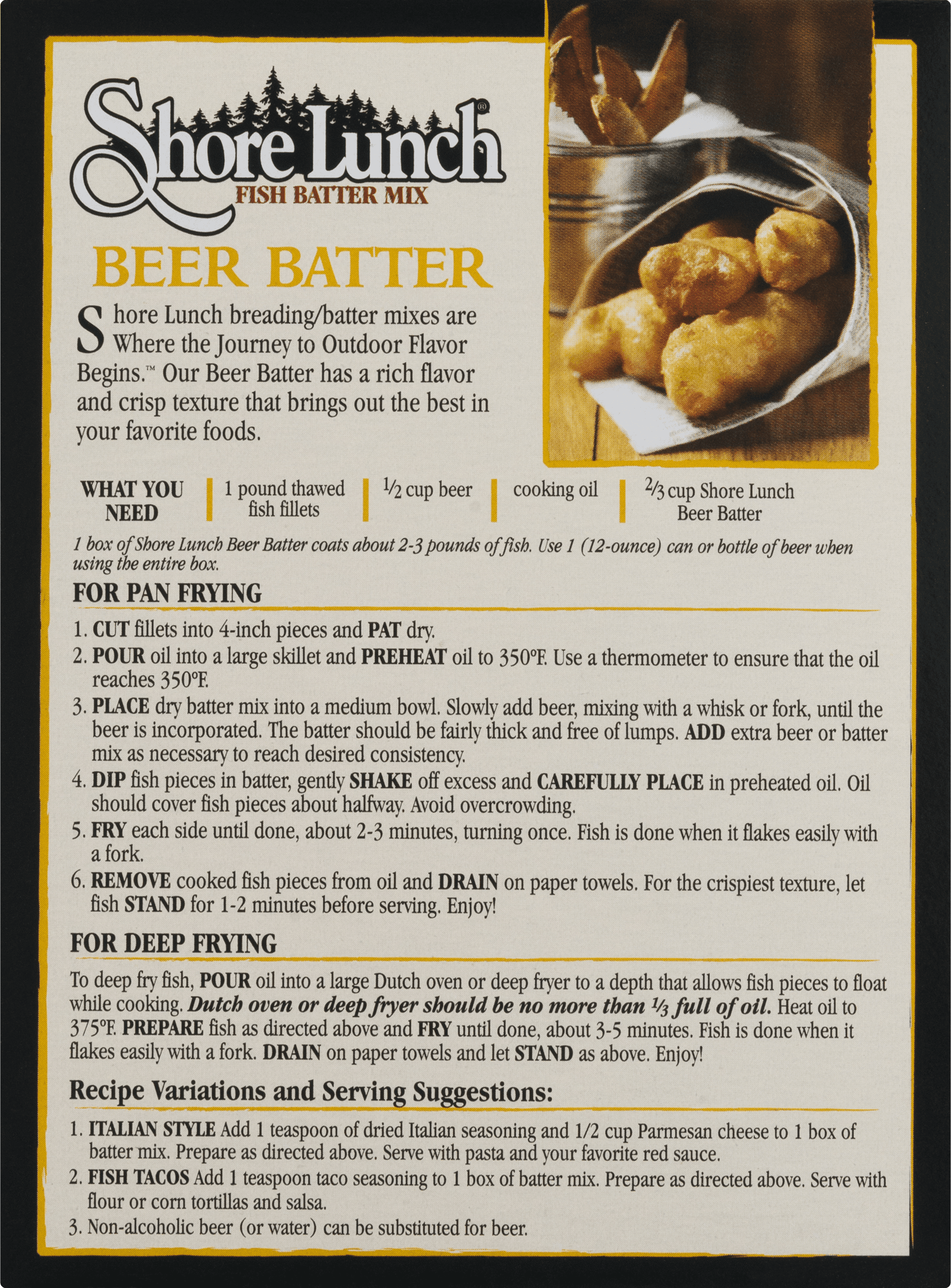 Shore Lunch Beer Batter Batter Mix, 9 oz, for Crispy Fried Fish, Chicken, and Vegetables