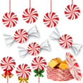 thumbnail image 1 of Platos de papel Wiooffen, 48 unidades, 7 pulgadas, con forma de caramelo navideño y menta, 1 of 7