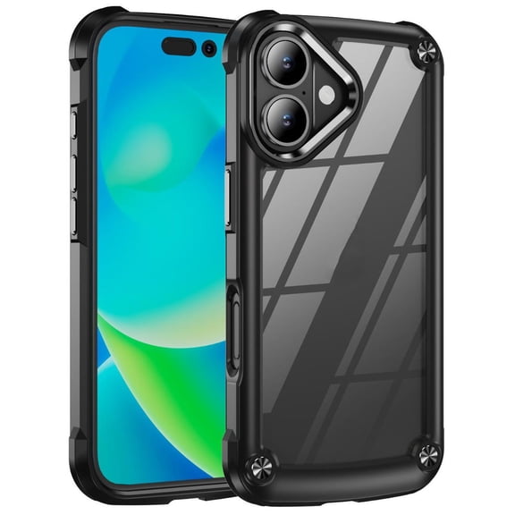 Military Grade Tough Shield Snap-on Transparent Case for iPhone 17 - Black
