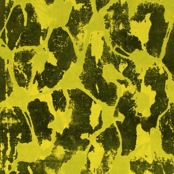 Ahgly Company Machine Washable Indoor Square Abstract Yellow Modern Area Rugs, 5' Square