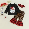 thumbnail image 2 of Odeerbi Baby Girls Clothes Toddler Outfit Christmas Outfit Santa 2025 Long Sleeve Sweatshirt Top Bell Bottoms Pants Set Christmas Clothes Black, 2 of 9