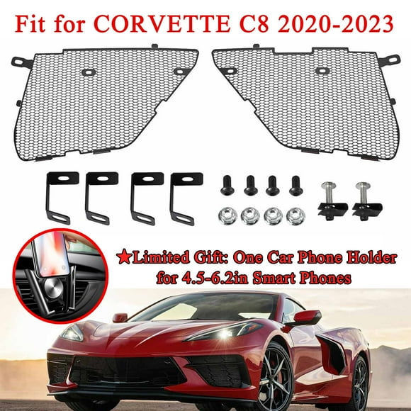 ALLTIMES Aluminum Upgraded Front Radiator Guards Grille for Corvette C8 2020-2023, OEM Style Car Grille Vents Insert Mesh Set
