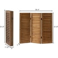 thumbnail image 3 of SOFE Wood Short Privacy Screen Indoor, 2.6 ft Tall Shutters Folding Room Dividers 3 Panel, Brown Room Partitions and Dividers Freestanding, Farmhouse Foldable Wall for Home Bedroom Office, 3 of 7
