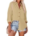 thumbnail image 2 of Besolor Womens Button down Fall Blouses Long Sleeve Solid Business Work Tops Casual Loose Fit Shirts with Pocket, 2 of 9