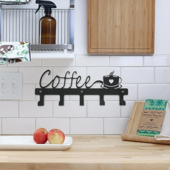 IDEANATEGRATE Coffee Cup Wall Shelf Black 1Pcs 13.4X5.2X1.3In