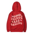 thumbnail image 4 of Oiyii Little Girls' Sweet Floral Slogan Pullover Hoodie Back Graphic Long Sleeve Casual Hooded Sweatshirt Daily Pullover Top,Red, 4 of 5