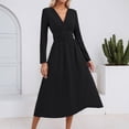 thumbnail image 2 of Afdoent Women's Dresses Long Sleeve Dress Style Summer Autumn Elegant Beach Dresses Long V Casual Dress Fashion Beach Vacation Clothes, 2 of 6