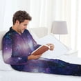 thumbnail image 6 of Sikiie Planets Stars And Galaxies1 Mens Pajama Set, Soft Warm Long Sleeve Sleepwear, Cozy Button-Down Pjs for Men-XX-Large, 6 of 7