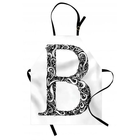 Letter B Apron Black and White Abstract Swirls Classic Design Alphabet ...