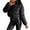 Black, variant on TJAZFJPA Black Cropped Jacket Women Autumn and Winter Long Sleeved Zipper Drawstring Waist Stand up Collar Solid Color Bread Coat Cotton Coat Corduroy Jacket Women Moto Jacket Women
