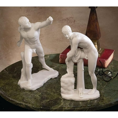 Ancient Greek Art Sculpture - Design Toscano The Classic Greek Sculptures: Le Gladiateur Borghese and Hermes with Sandal Set