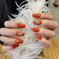 thumbnail image 3 of Fofosbeauty 24pcs Orange Press on False Nails Tips,Almond Fake Nails,Bridal Manicure, 3 of 7