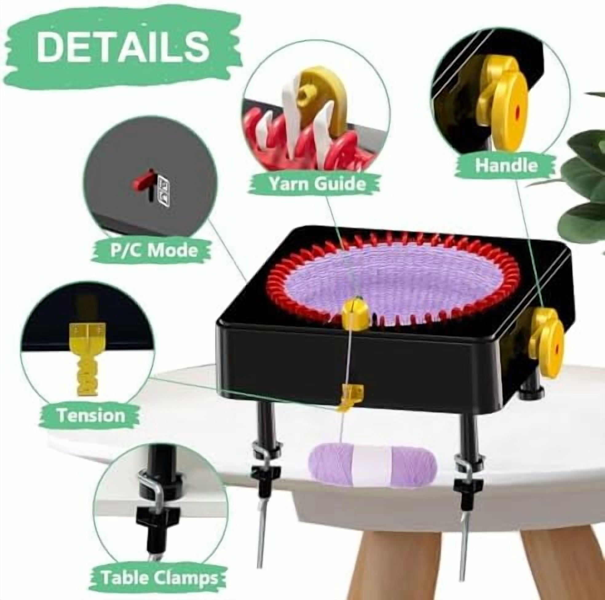 Knitting Machine 48 Needles Knitting Crochet Machines for Adults and Beginners, Smart Knitting Loom Machine for Hat, Socks, Scarves, Gloves, Knitting Looms Board Rotating Double Knit Machine Kit
