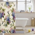 thumbnail image 3 of Manfei Cute Hydrangea Flower Shower Curtain 72Wx78L, Chic Blossom Hummingbird Bath Curtain, Pink Blue Cream Green, 3 of 5